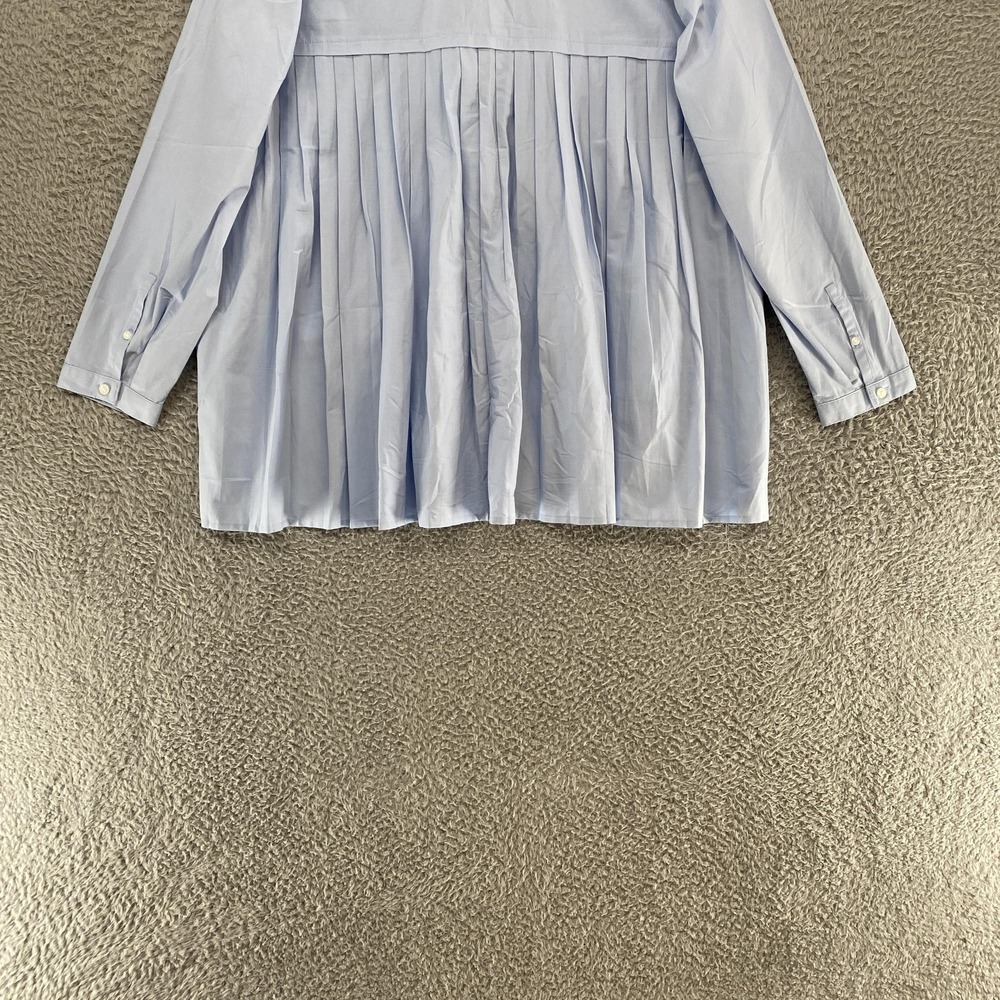 Pleated Back Tunic Top Womens Large Blue Collared Popover Stretch Blouse Capsule - Picture 9 of 12